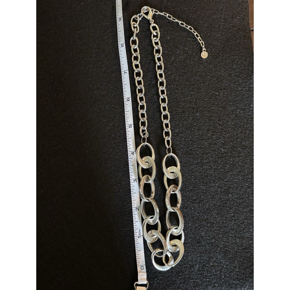 Ruby Rd.  Chunky Silver Chain Statement Necklace - Picture 3 of 4